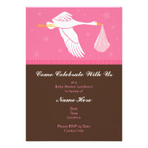 Baby Shower Invitation 5x7 - Pink and Brown invitations