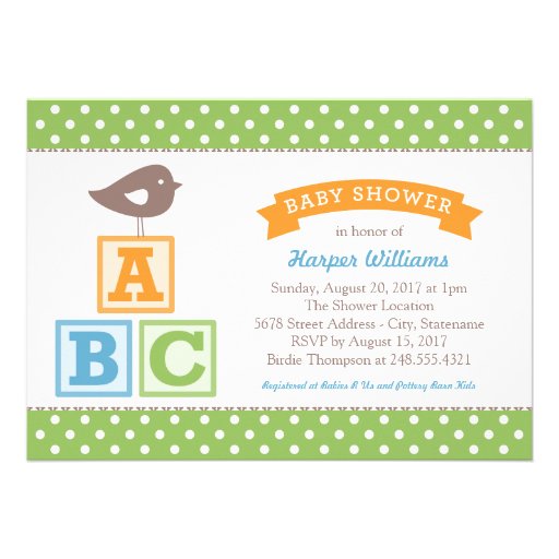 Baby Shower Invitation | ABC Alphabet Blocks Theme