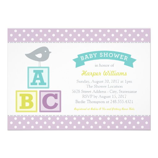 Baby Shower Invitation | ABC Alphabet Blocks Theme