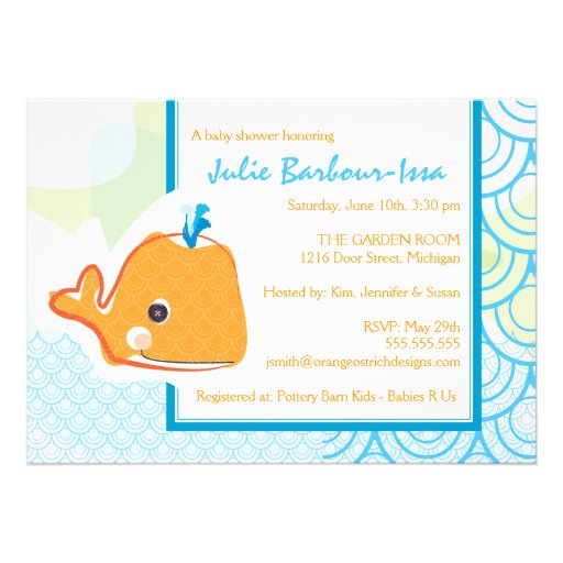 Baby Shower Invitation - Baby Whale