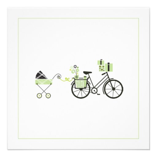 Baby Shower Invitation - Bicycle and Baby Carriage