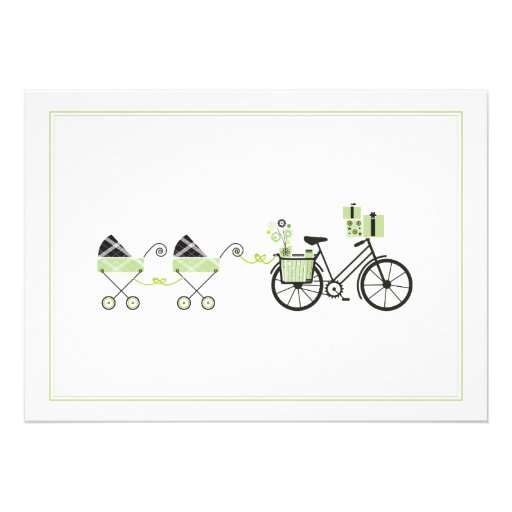 Baby Shower Invitation - Bicycle & Baby Carriage (front side)