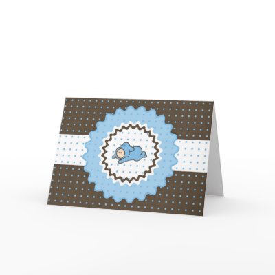 Baby Shower Invitation - Blue and brown Greeting Card by cutietoots