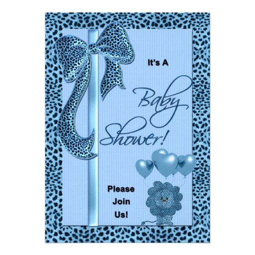 Baby Shower Invitation Blue Cheetah Print