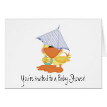 Baby Shower Invitation-Blue Duck/Quackup Greeting Cards