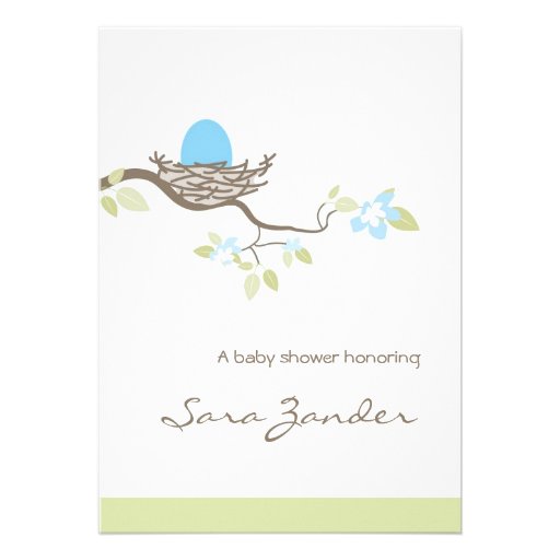 Baby Shower Invitation - Blue Egg in Nest