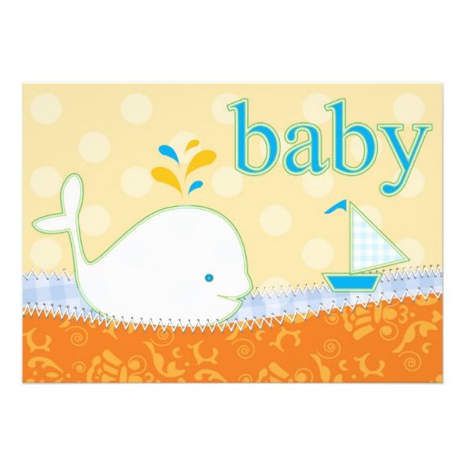 Baby Shower Invitation - Boy Baby Whale