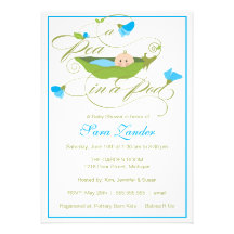 Baby Shower Invitation - Boy Pea in a Pod