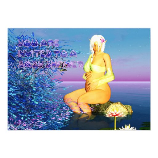 Baby Shower Invitation Card With Fantasy Elf