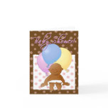 Baby shower invitation cartoon baby & balloons. greeting card
