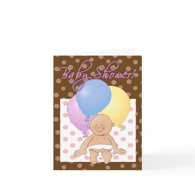 Baby shower invitation cartoon baby & balloons. greeting card by graphicdoodles