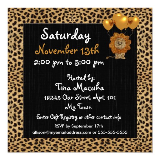 Baby Shower Invitation Cheetah Print