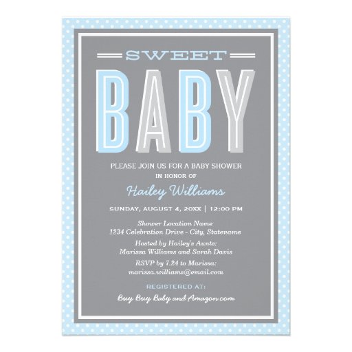 Baby Shower Invitation | Chic Type - Blue Gray