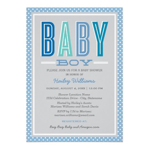 Baby Shower Invitation | Chic Type - Boy (front side)