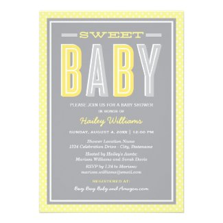 Baby Shower Invitation | Chic Type - Yellow Gray