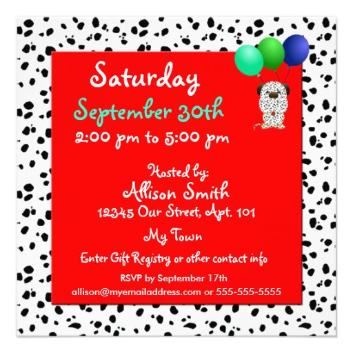 Baby Shower Invitation Dalmatian Print