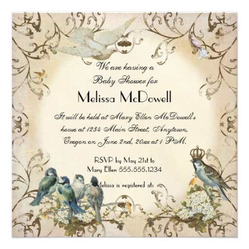 Baby Shower Invitation - Enchanted Woodland Birds
