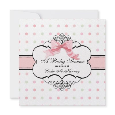 Baby Shower Invitation - French Bow Dot Swirl by AudreyJeanne