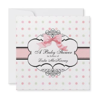Baby Shower Invitation - French Bow Dot Swirl invitation