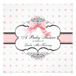 Baby Shower Invitation - French Bow Dot Swirl