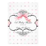 Baby Shower Invitation - French Bow Dot Swirl