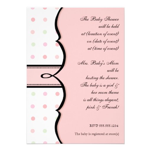 Baby Shower Invitation - French Bow Dot Swirl