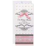 Baby Shower Invitation - French Bow Dot Swirl vs2