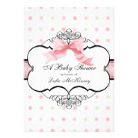 Baby Shower Invitation - French Bow Dot Swirl vs2