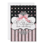 Baby Shower Invitation - French Bow Dot Swirl vs3