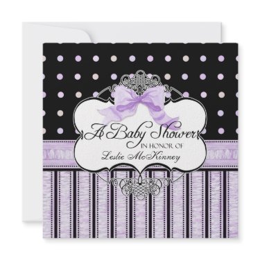 Baby Shower Invitation - French Bow Dot Swirl vs4 invitation