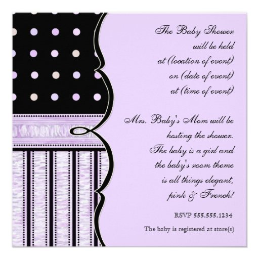 Baby Shower Invitation - French Bow Dot Swirl vs4