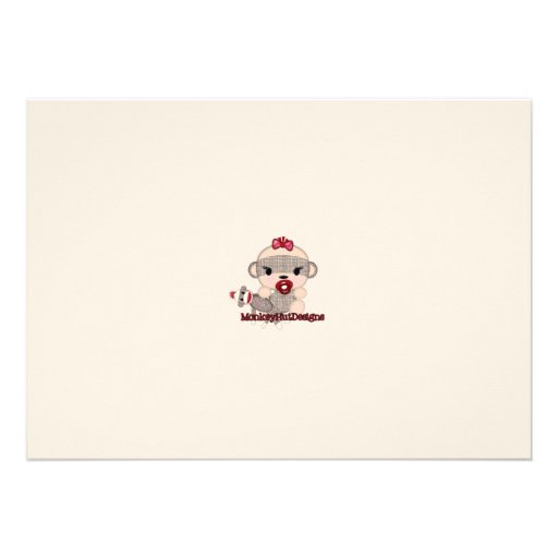 Baby Shower invitation GIRL Sock MONKEY Crib SMC-G