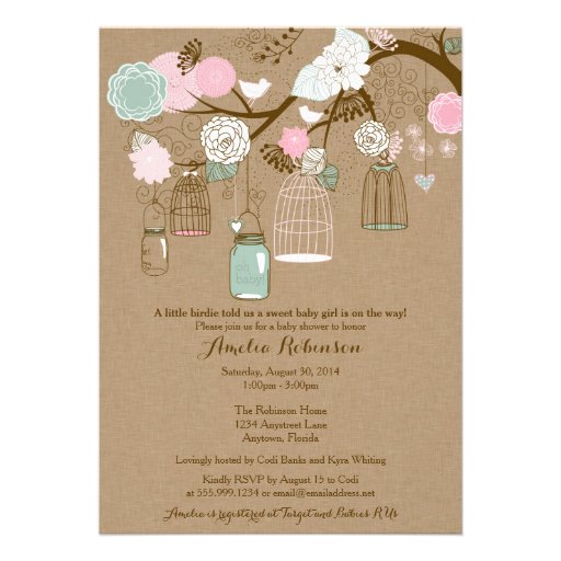Baby Shower Invitation - Hanging Cages & Jars Personalized Invites