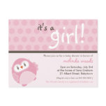 BABY SHOWER INVITATION :: it's a girl owl 4 Post Cards