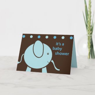 Baby Shower Invitation - Large Blue Elephant card