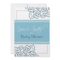 Baby Shower Invitation | Leaves | Blue