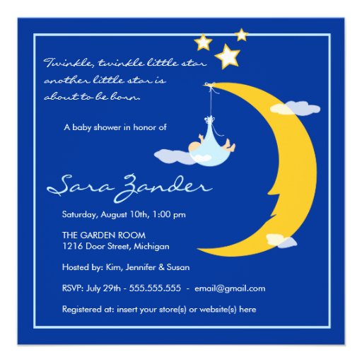 Baby Shower Invitation Moon and Stars