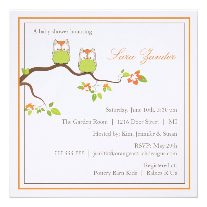Baby Shower Invitation Neutral Twin Baby Owls