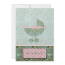 Baby Shower Invitation Pink and Green Floral