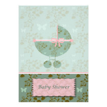 Baby Shower Invitation Pink and Green Floral invitations