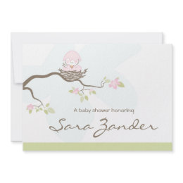 Baby Shower Invitation - Pink Baby Bird zazzle_invitation