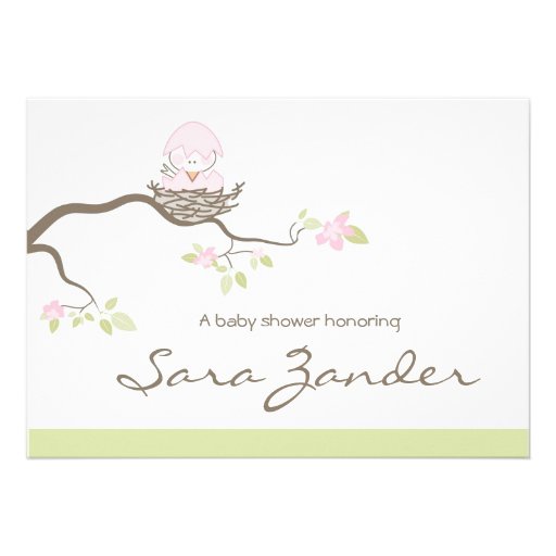 Baby Shower Invitation - Pink  Baby Bird