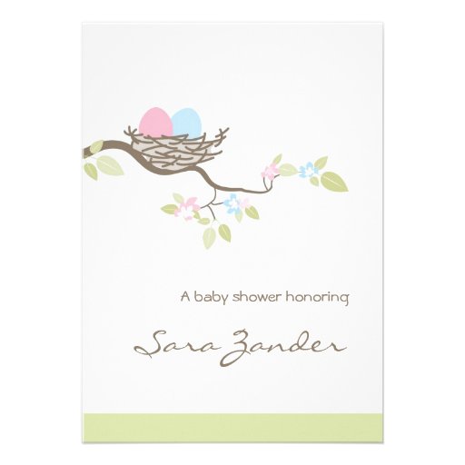 Baby Shower Invitation - Pink & Blue Twin Eggs