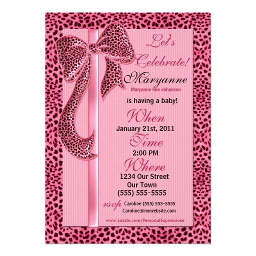 Baby Shower Invitation Pink Cheetah Print