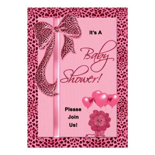 Baby Shower Invitation Pink Cheetah Print