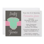 Baby Shower Invitation (Pink / Green Baby Jumper)