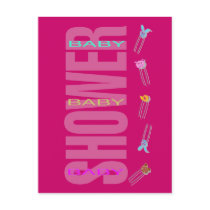 Baby Shower Invitation Postcard by dizzypixels Baby Shower Invitation Postcard