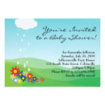Baby Shower Invitation, Primary Flowers and Rain invitations