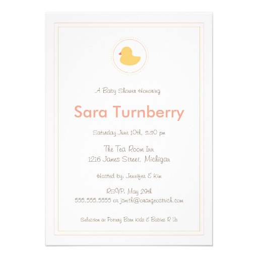Baby Shower Invitation - Rubber Ducky (front side)