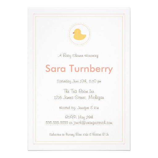 Baby Shower Invitation - Rubber Ducky